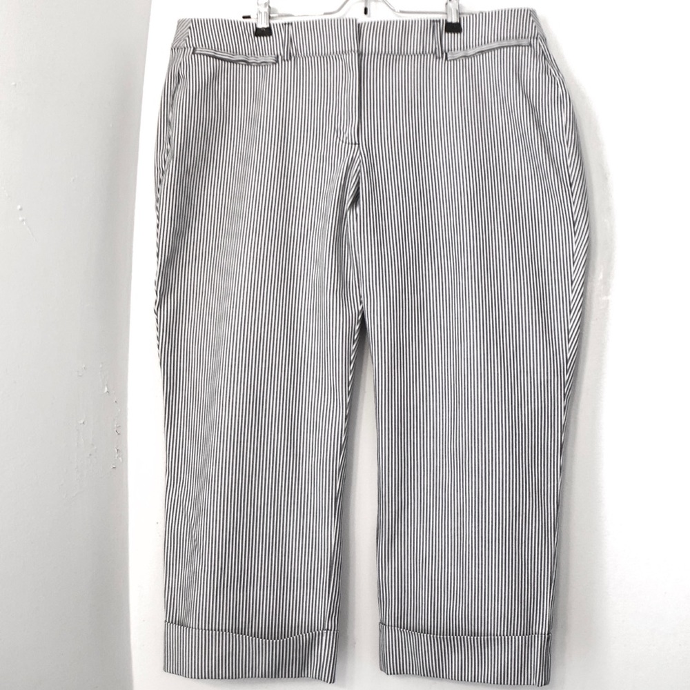 Lane Bryant Lena Navy& White Striped Cropped Pants